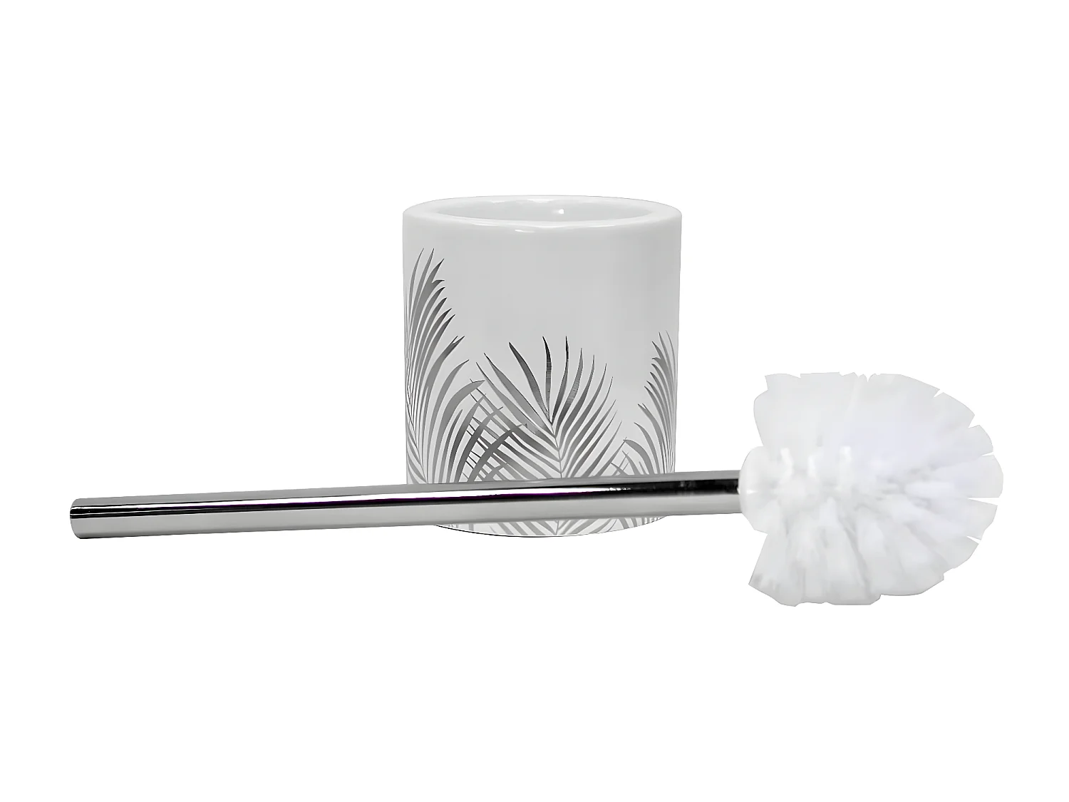 Brosse WC Imprimée "Orbella" 40cm Blanc & Argent