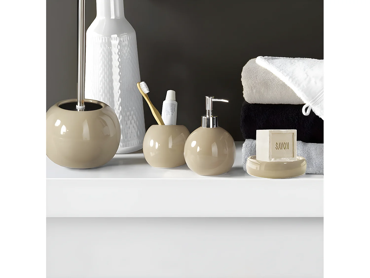 Brosse WC Design "Bullea" 37cm Taupe