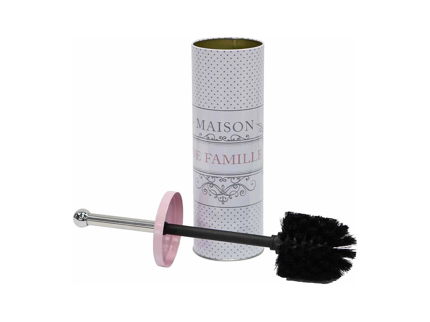 Brosse WC Imprimé "Maison de Famille" 37cm Blanc