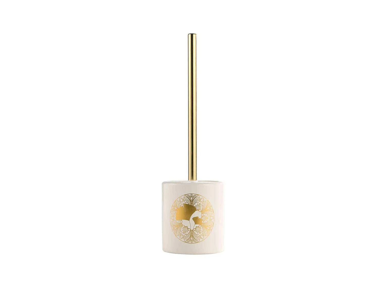 Brosse WC Imprimé "Ginkoblue" 37cm Blanc & Or