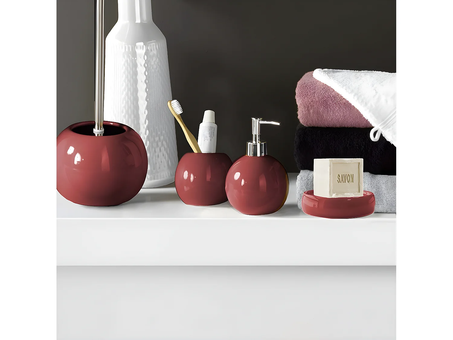 Brosse WC Design "Bullea" 37cm Framboise