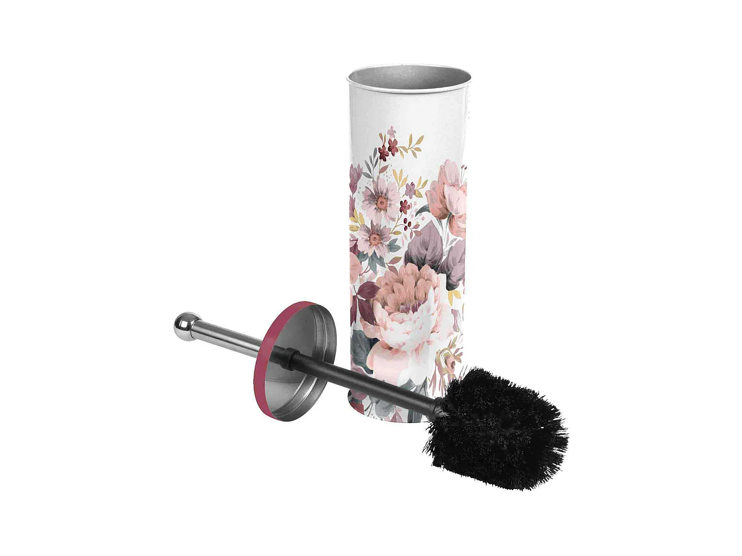Brosse WC Imprimée "Jayana" 37cm Blanc & Rose