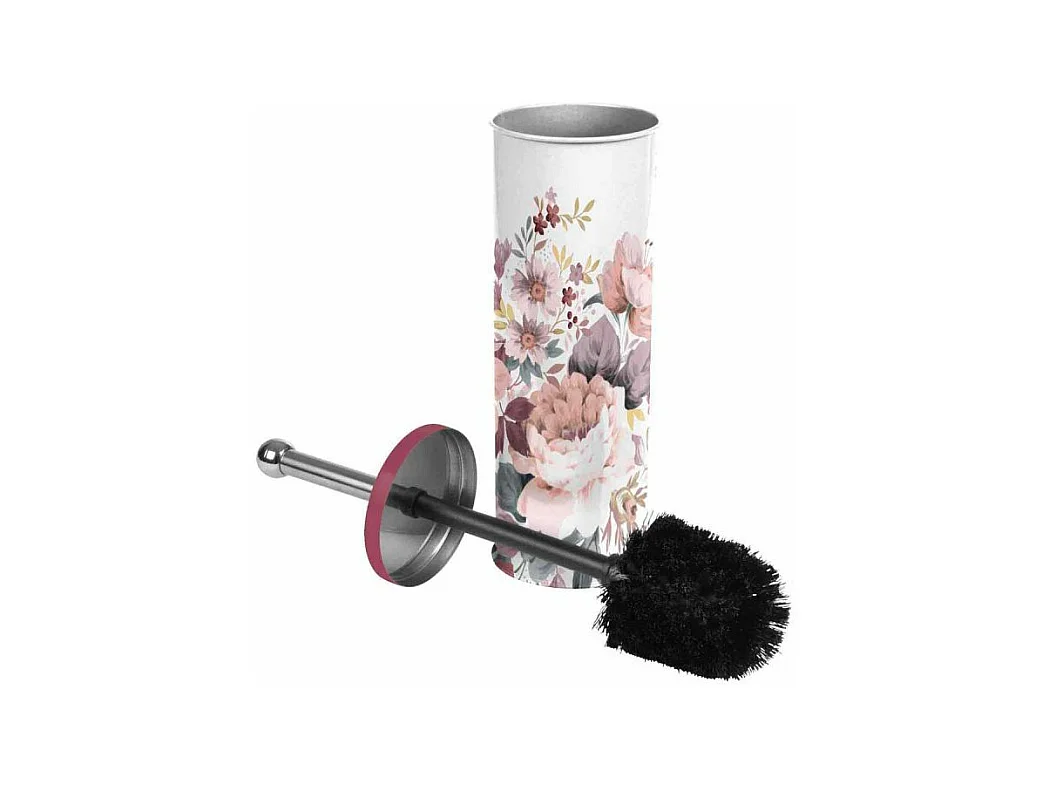 Brosse WC Imprimée "Jayana" 37cm Blanc & Rose
