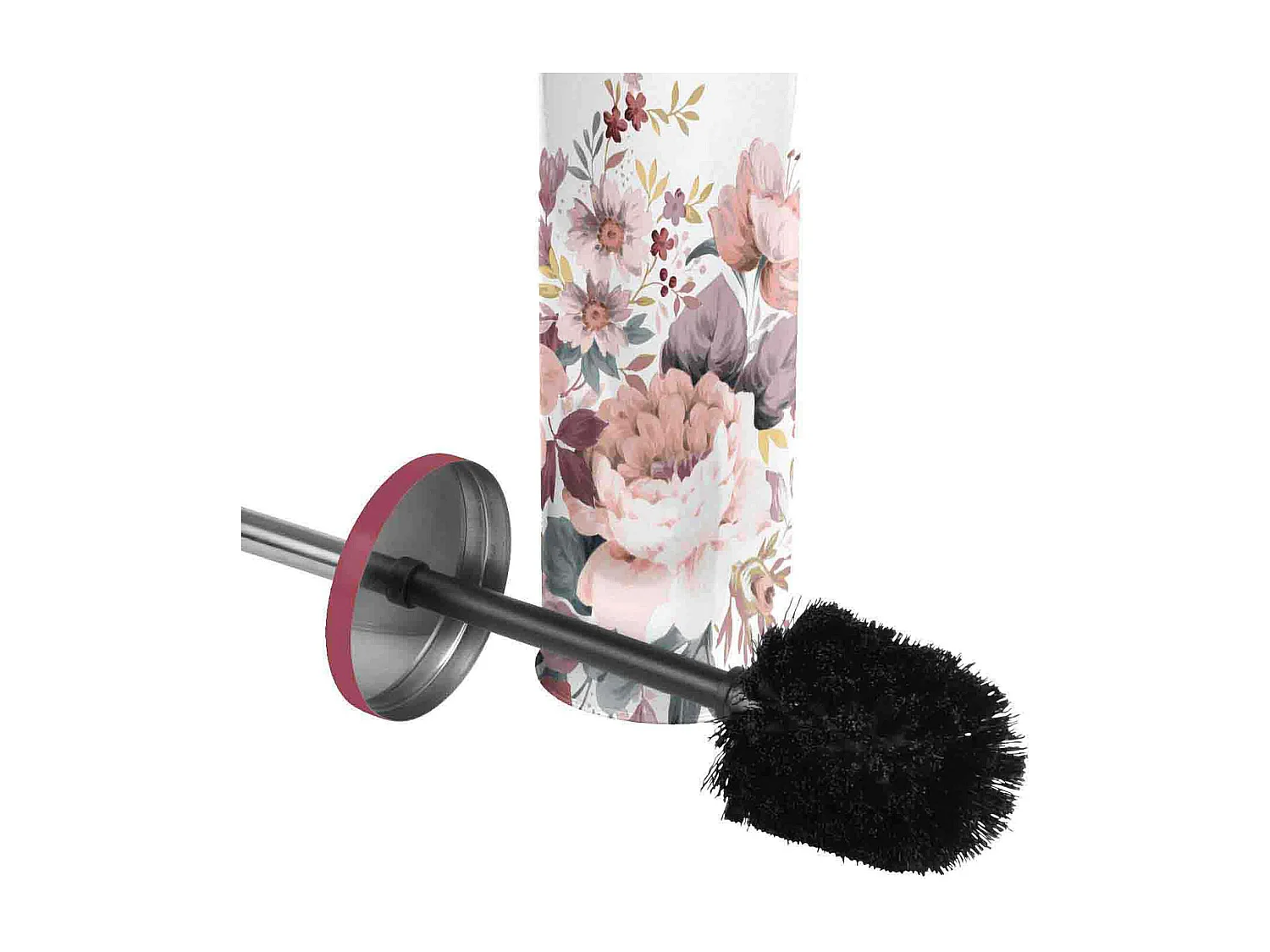 Brosse WC Imprimée "Jayana" 37cm Blanc & Rose
