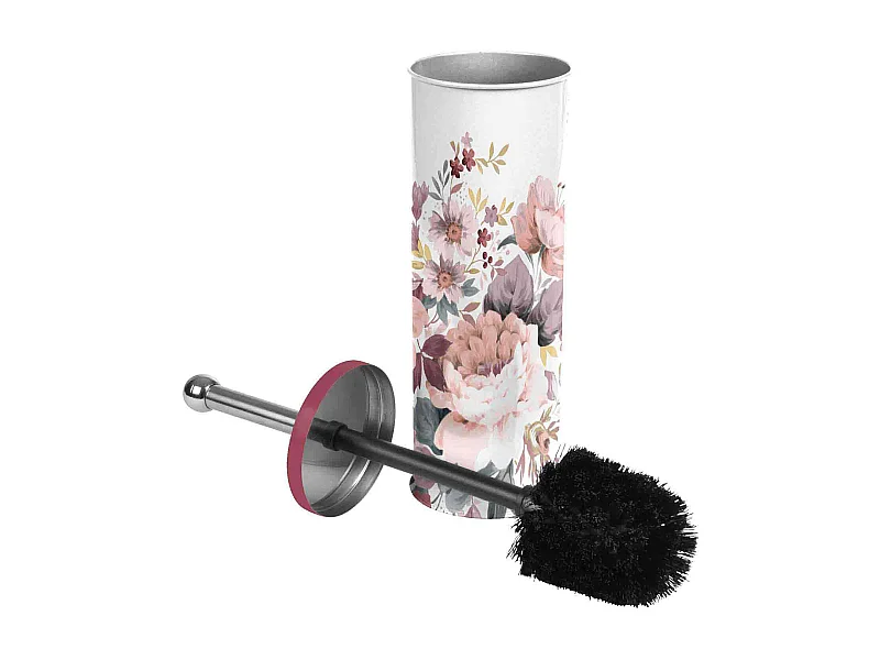 Brosse WC Imprimée "Jayana" 37cm Blanc & Rose