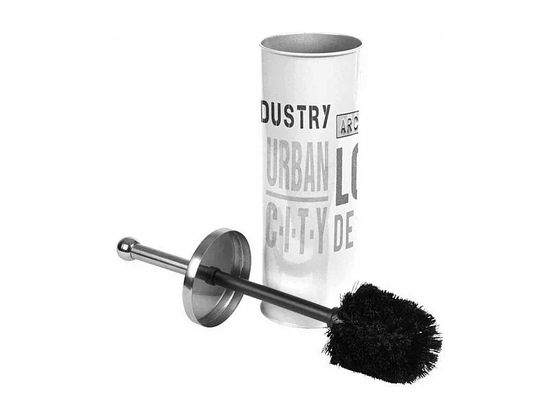 Brosse WC Imprimé "Urban Loft" 38cm Blanc