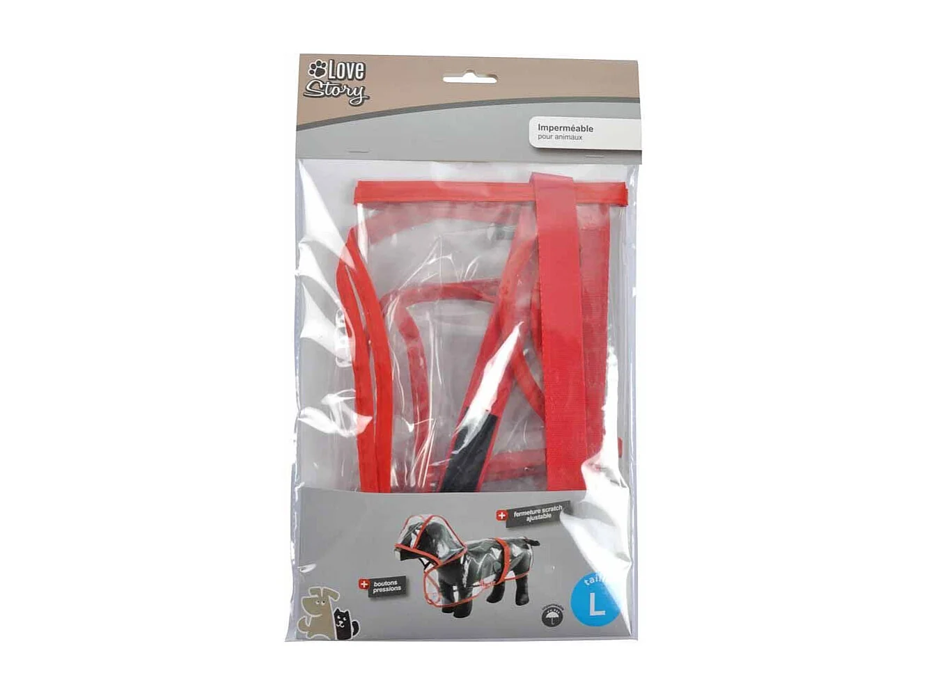 Imperméable pour Chien "Transparent" 40cm Rouge