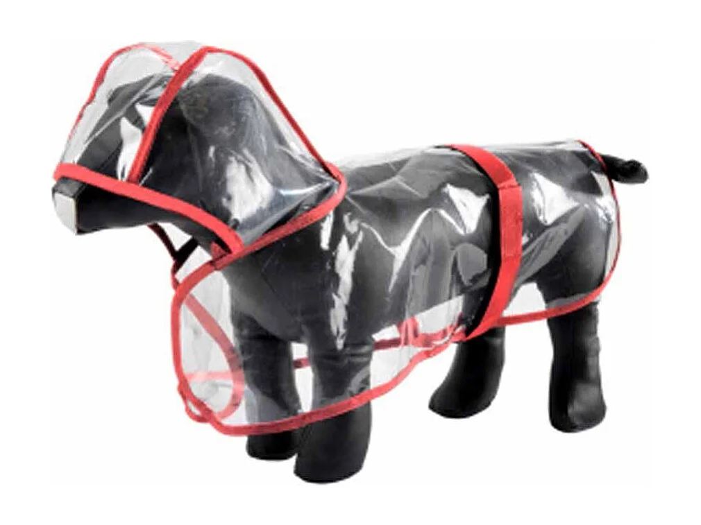 Imperméable pour Chien "Transparent" 50cm Rouge