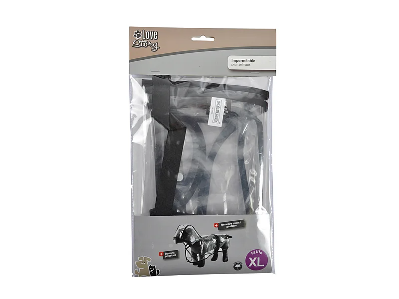 Imperméable pour Chien "Transparent" 50cm Noir