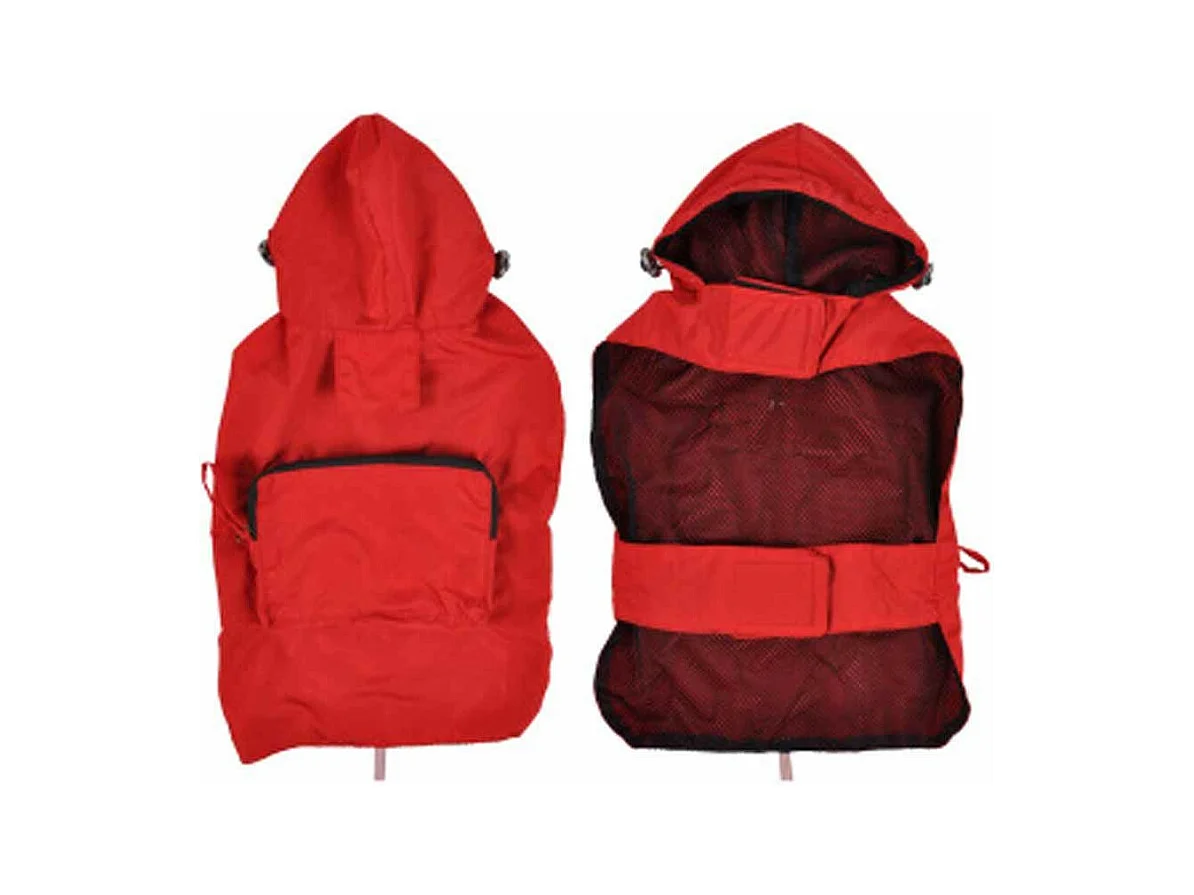 Imperméable pour Chien "Capuche & Poche" 30cm Rouge