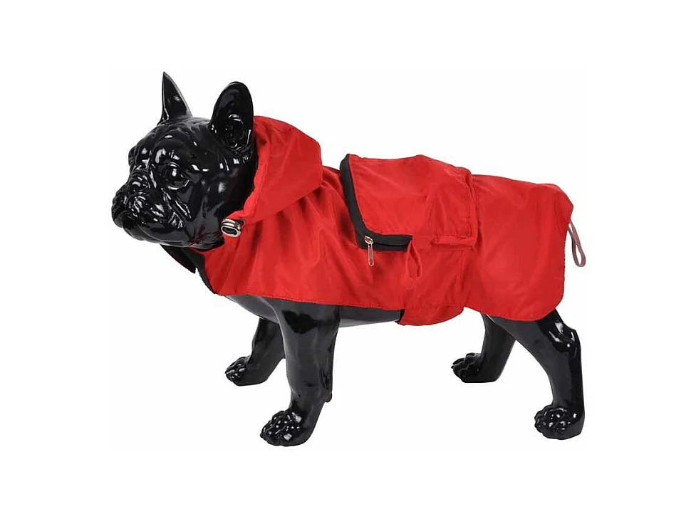 Imperméable pour Chien "Capuche & Poche" 30cm Rouge