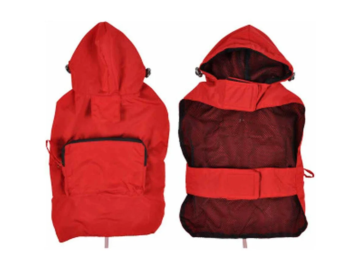 Imperméable pour Chien "Capuche & Poche" 30cm Rouge