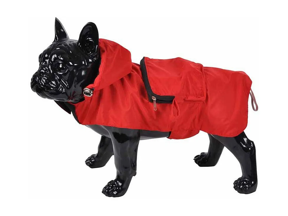 Imperméable pour Chien "Capuche & Poche" 30cm Rouge