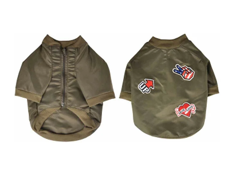 Vêtement pour Chien Déperlant "Bomber" 35cm Kaki