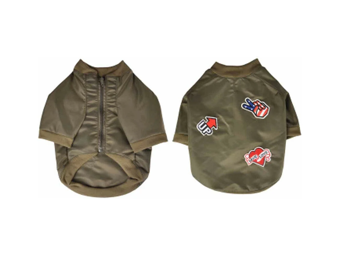 Vêtement pour Chien Déperlant "Bomber" 35cm Kaki