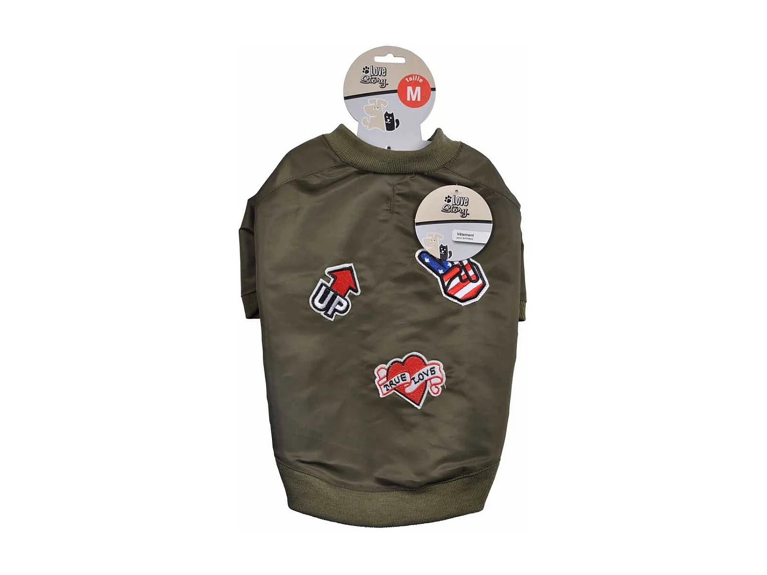 Vêtement pour Chien Déperlant "Bomber" 35cm Kaki