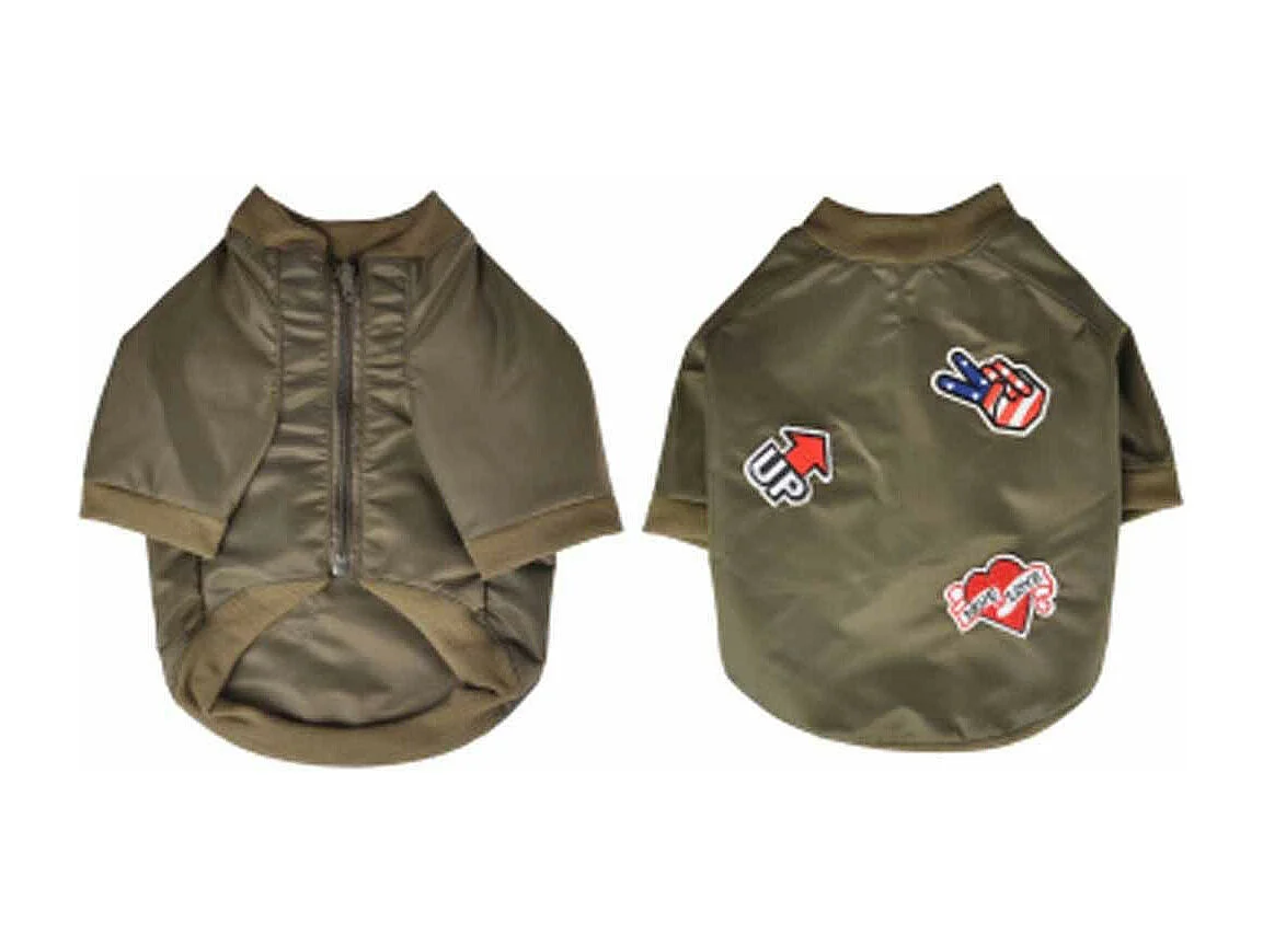 Vêtement pour Chien Déperlant "Bomber" 35cm Kaki
