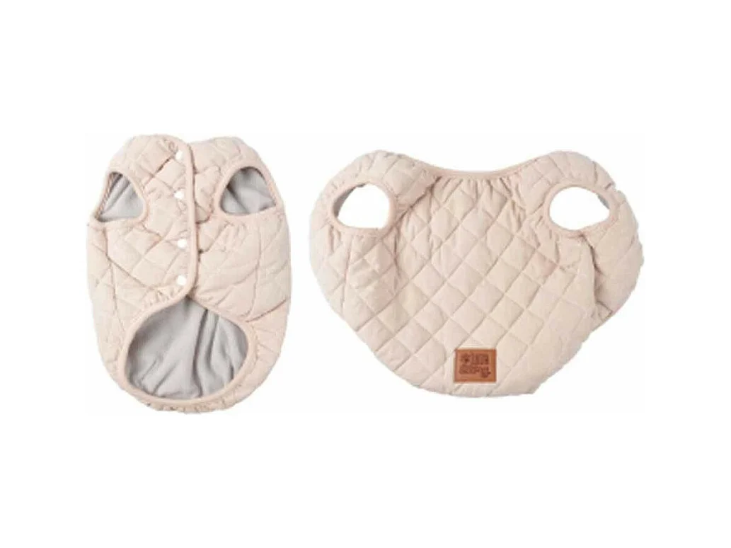 Veste Matelassée pour Chien "Doublé Polaire" 30cm Écru