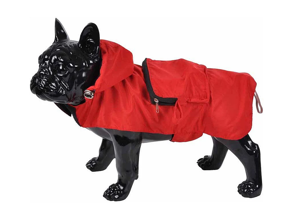 Imperméable pour Chien "Capuche & Poche" 40cm Rouge