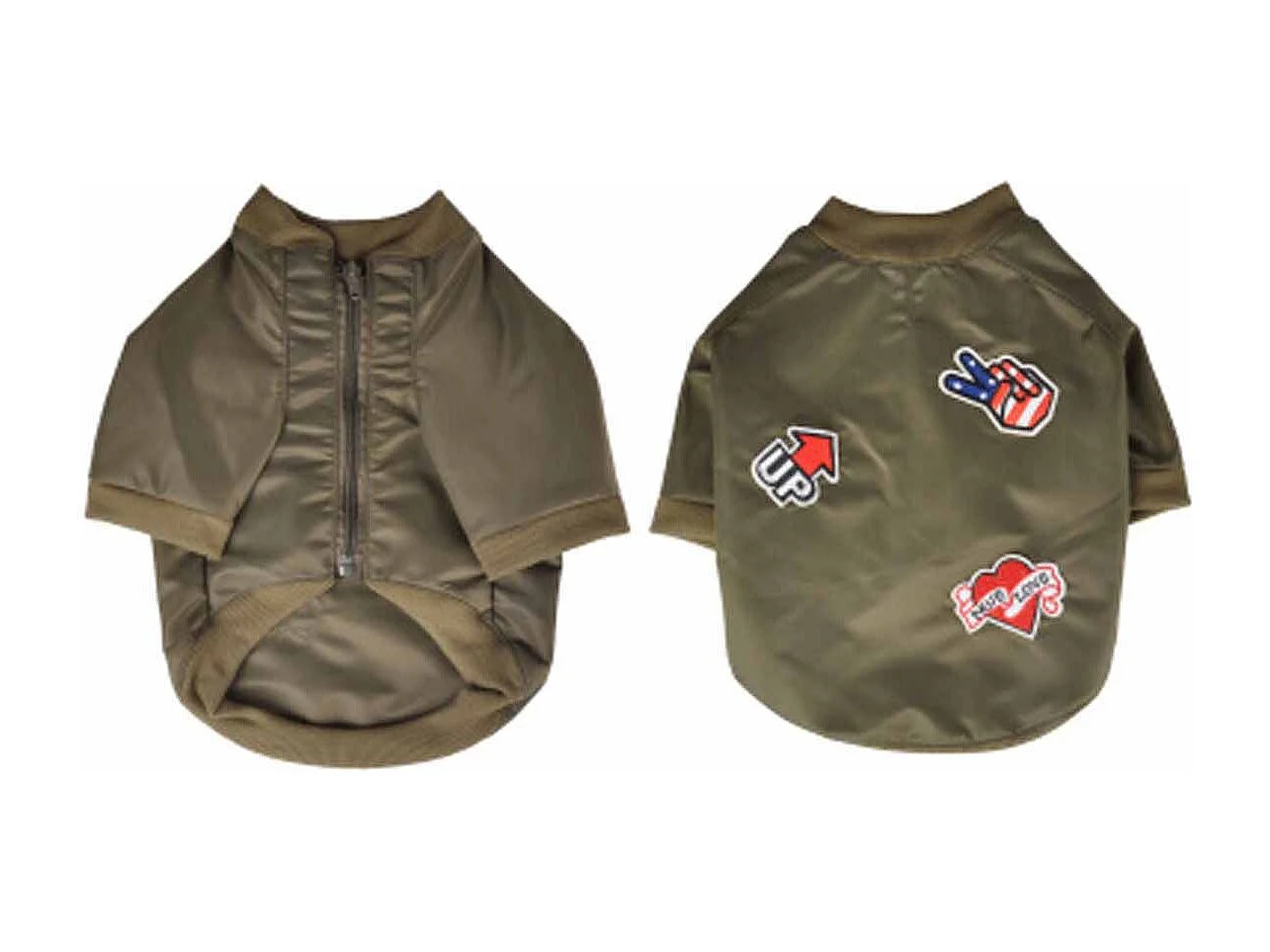Vêtement pour Chien Déperlant "Bomber" 40cm Kaki