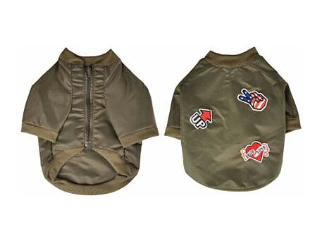 Vêtement pour Chien Déperlant "Bomber" 40cm Kaki