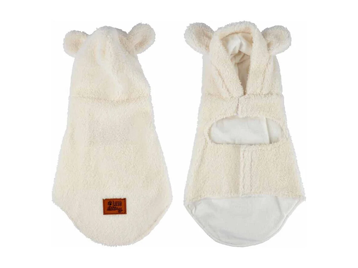 Veste Doudou pour Chien "Wooly" 30cm Écru