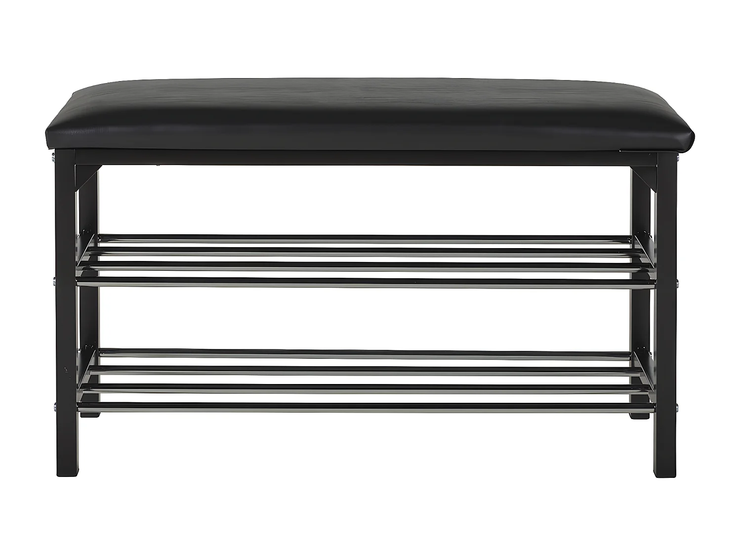 Meuble à chaussures VOYELLE - Banc intégré - 2 niveaux - Coloris noir