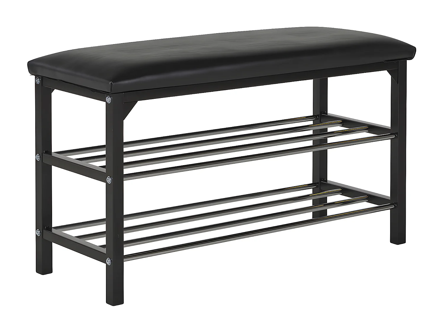 Meuble à chaussures VOYELLE - Banc intégré - 2 niveaux - Coloris noir