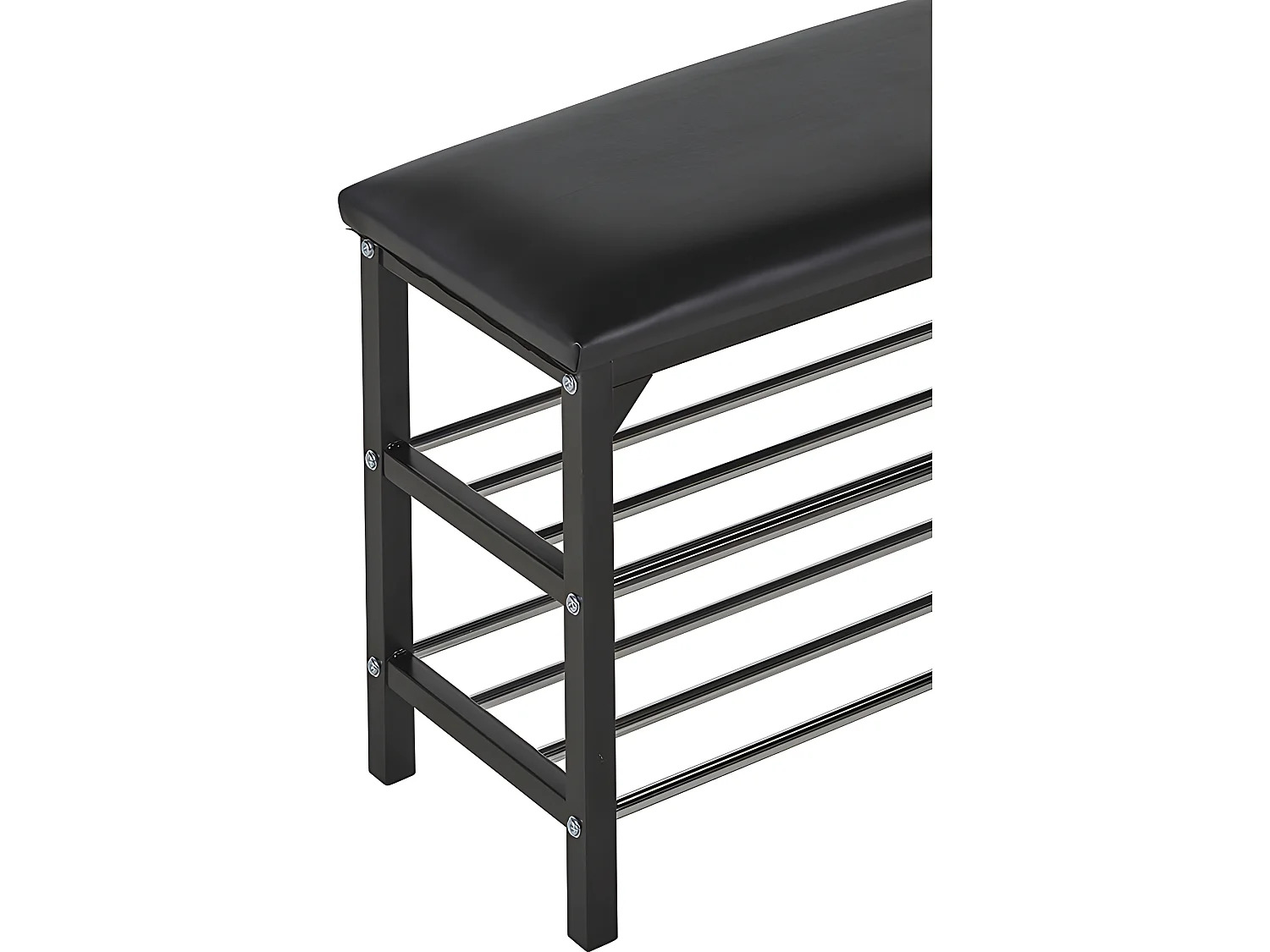 Meuble à chaussures VOYELLE - Banc intégré - 2 niveaux - Coloris noir