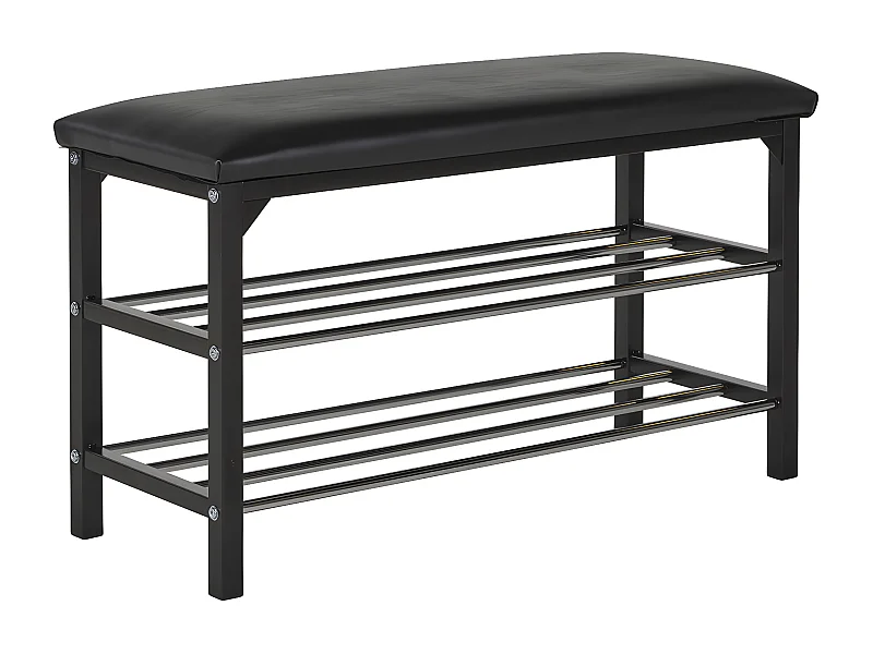 Meuble à chaussures VOYELLE - Banc intégré - 2 niveaux - Coloris noir