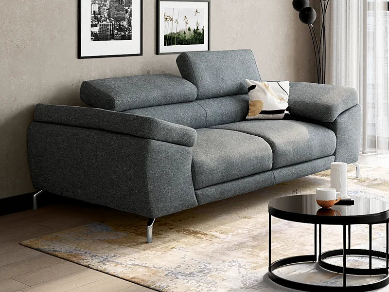 Sofa 2-Sitzer - Stoff - Grau - GRETEL