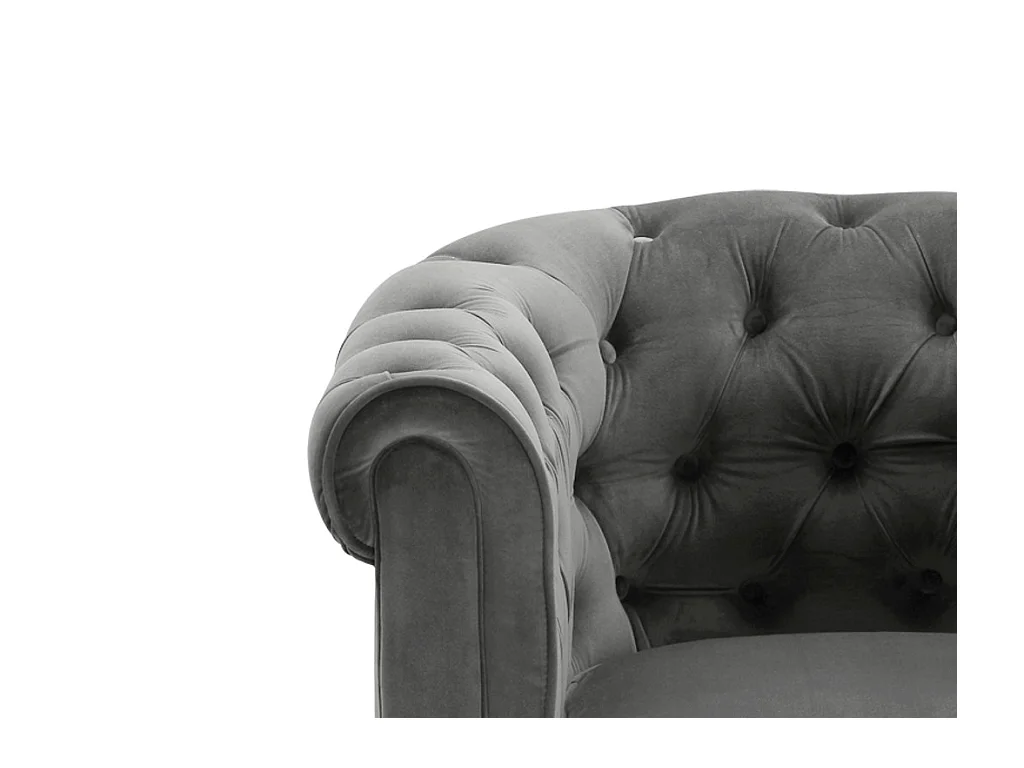 Driezitsbank en fauteuil CHESTERFIELD - velours - antraciet