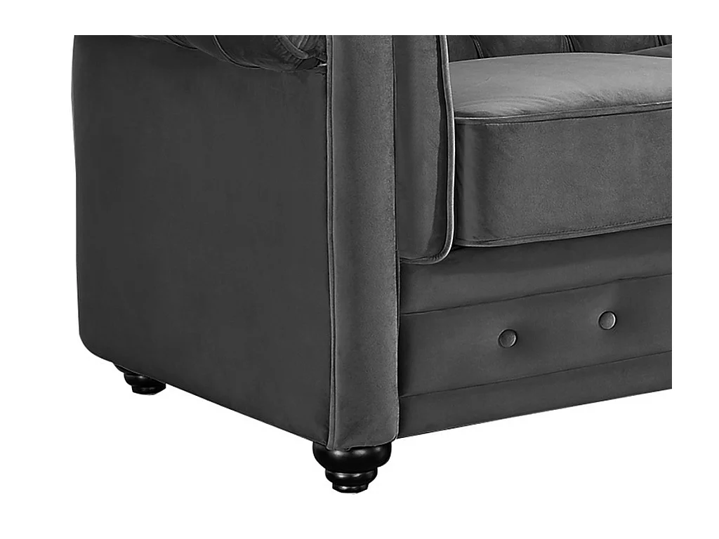 Driezitsbank en fauteuil CHESTERFIELD - velours - antraciet