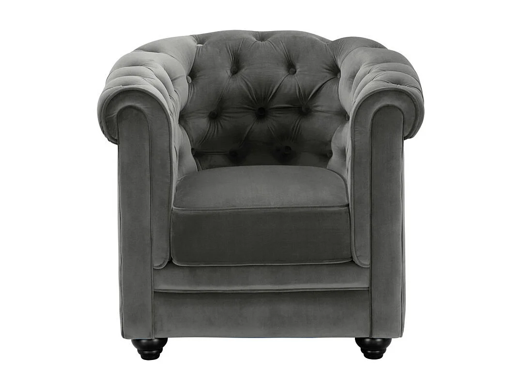 3-personers sofa og 2 lænestole CHESTERFIELD - Antracitfarvet velour