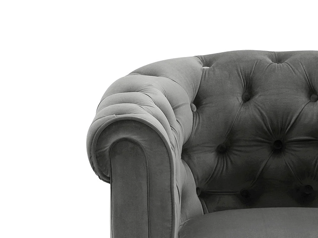 3-personers sofa og 2 lænestole CHESTERFIELD - Antracitfarvet velour