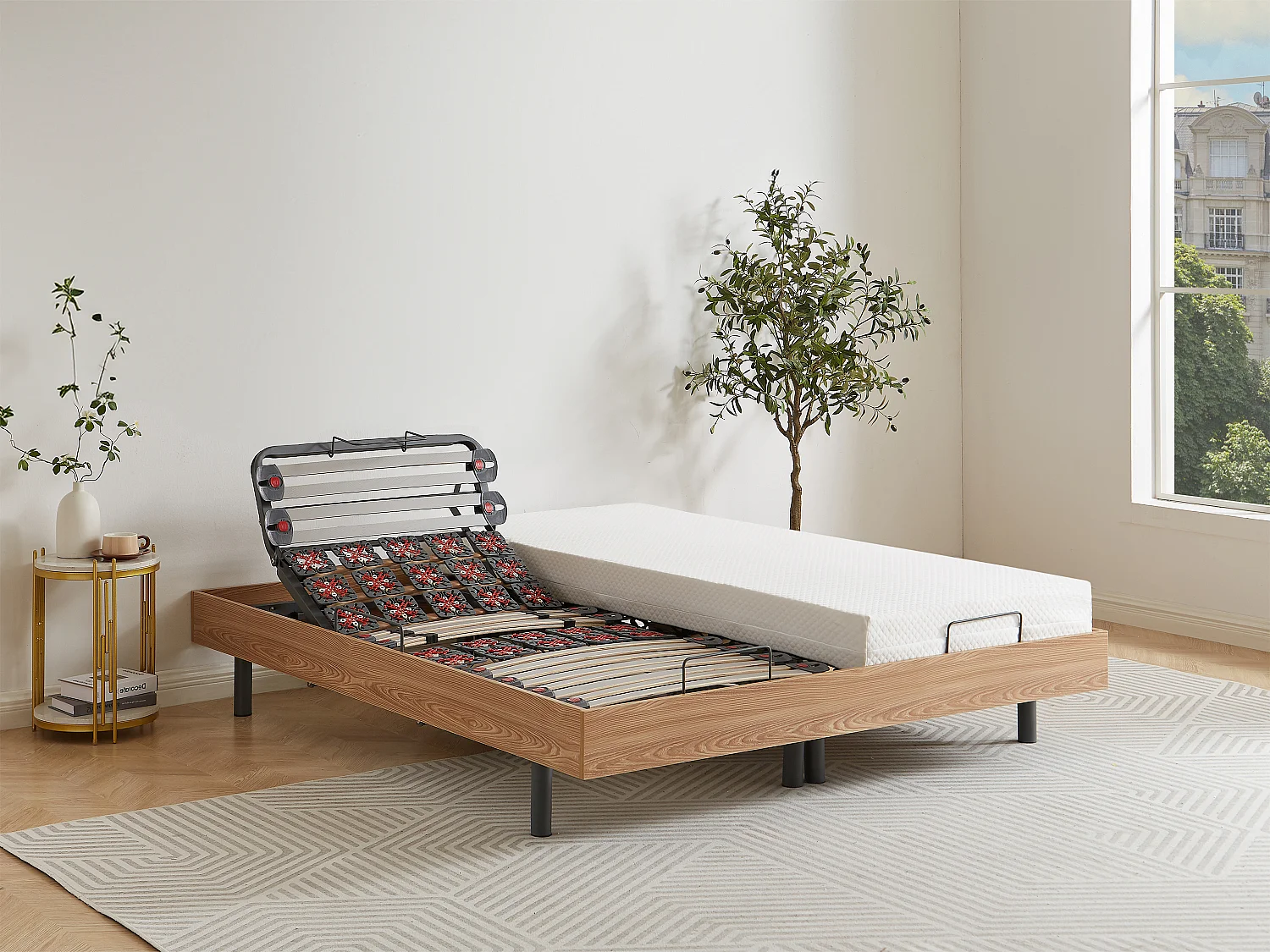 Cama articulada multiterminales + colchón memoria de forma - 2 x 90 x 200 cm - Tela - Beige - SASORA de DREAMEA