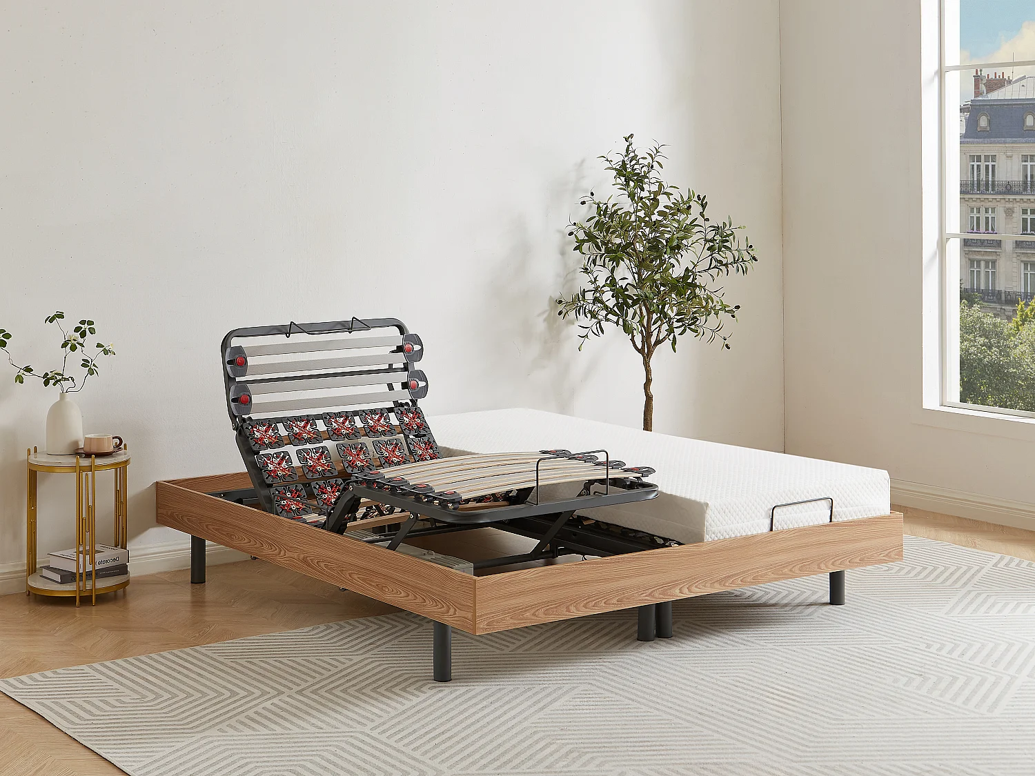 Cama articulada multiterminales + colchón memoria de forma - 2 x 90 x 200 cm - Tela - Beige - SASORA de DREAMEA