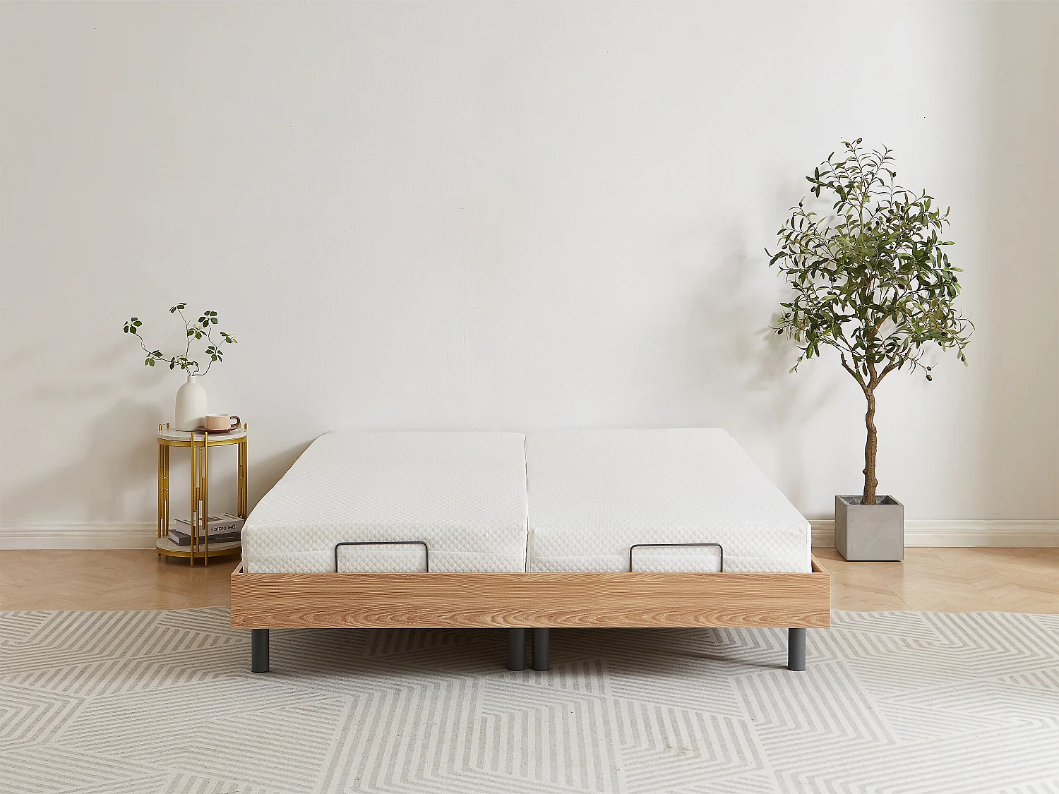 Cama articulada multiterminales + colchón memoria de forma - 2 x 90 x 200 cm - Tela - Beige - SASORA de DREAMEA