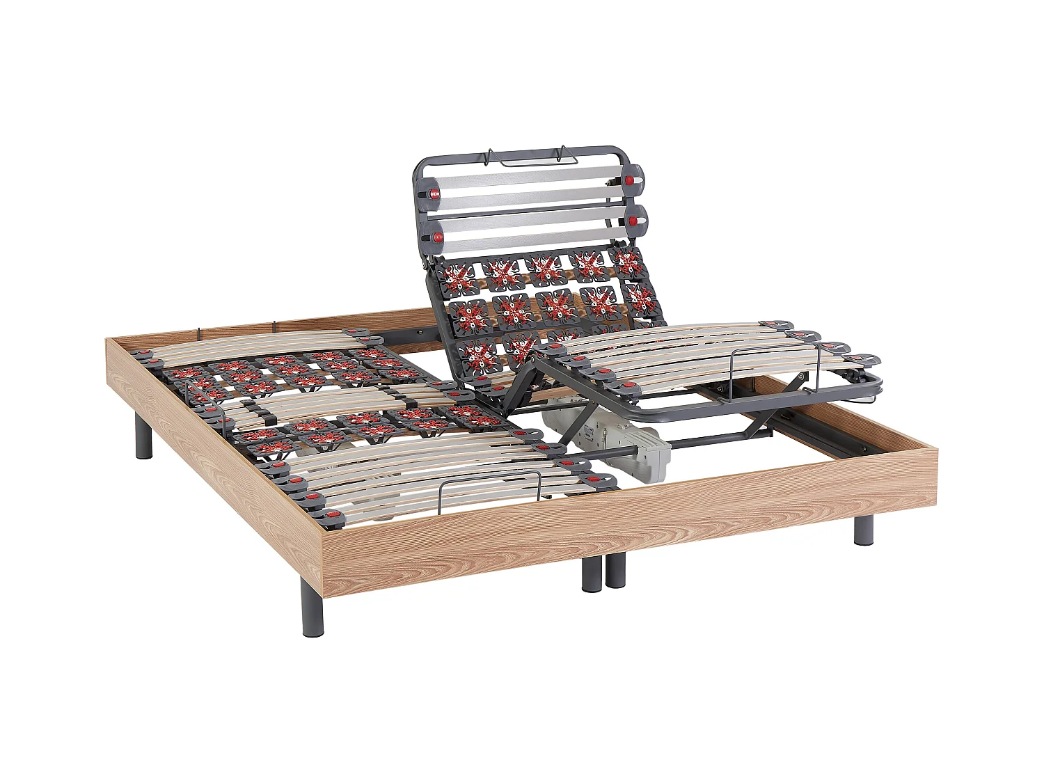 Relax-Lattenrost 2 x 30 Tellermodule mit OKIN-Motoren - 2x 90 x 200 cm - Eichefarben - DREAMEA