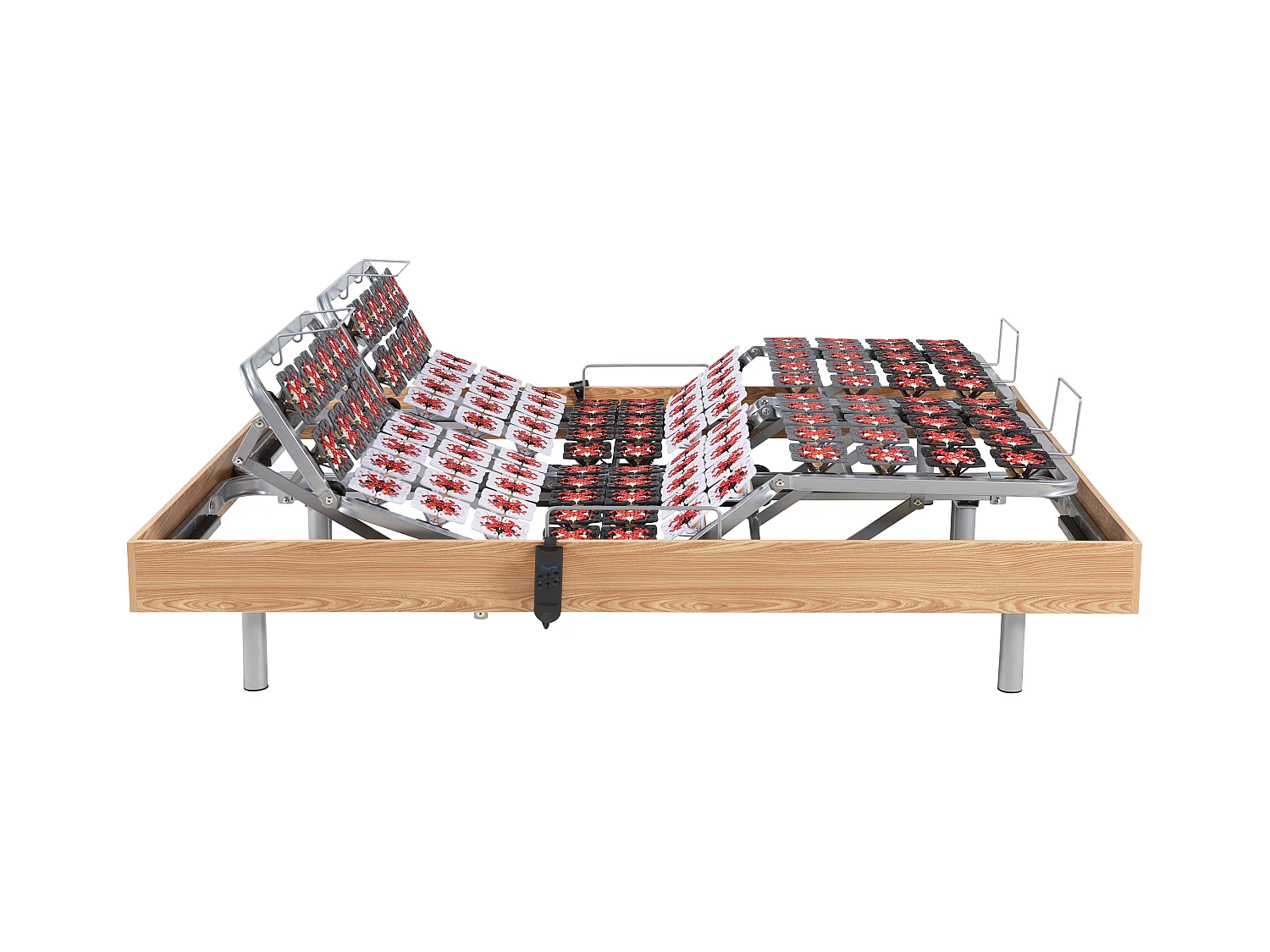 Sommier électrique de relaxation déco 2x65 plots - 2 x 80 x 200 cm - Chêne naturel - NAFURI de YSMÉE