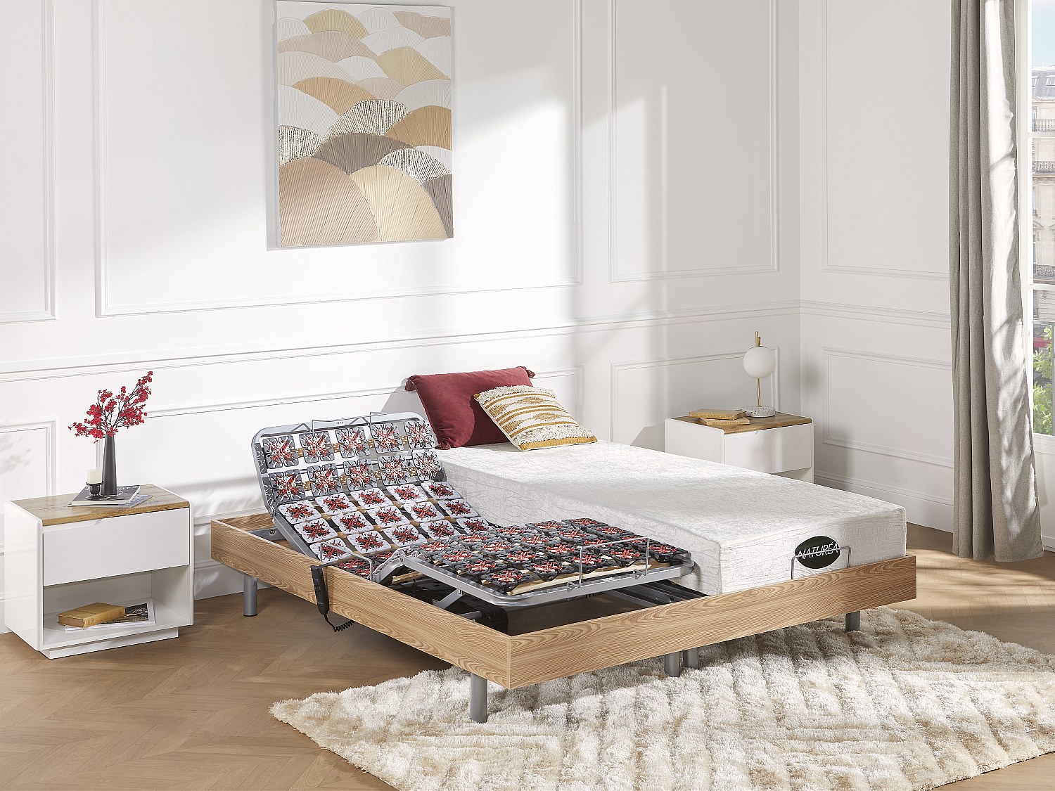 Relax-Bettgestell 2 x 65 Modulteller - 2x 80 x 200 cm - Eichefarben - YSMÉE günstig online kaufen