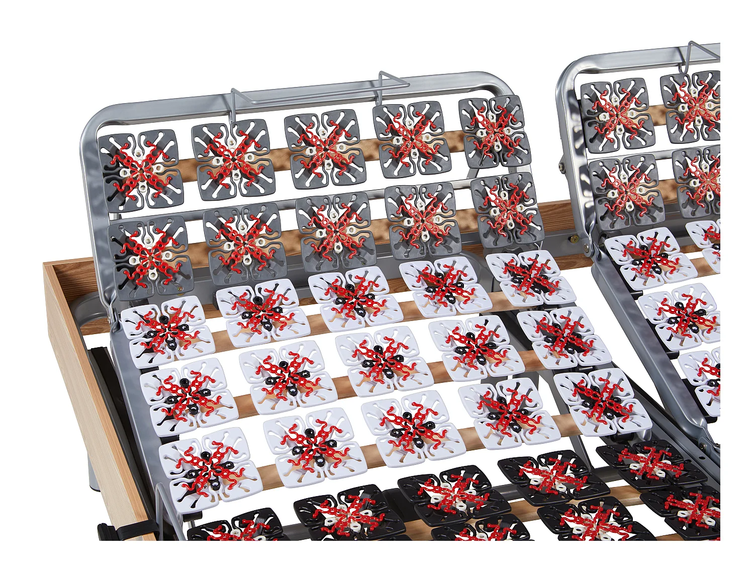 Stelaż relaksacyjny 2 × 78 płytek wykończenie drewniane dąb naturalny marki YSMÉE - 2 x 90 x 200 cm - silniki OKIN