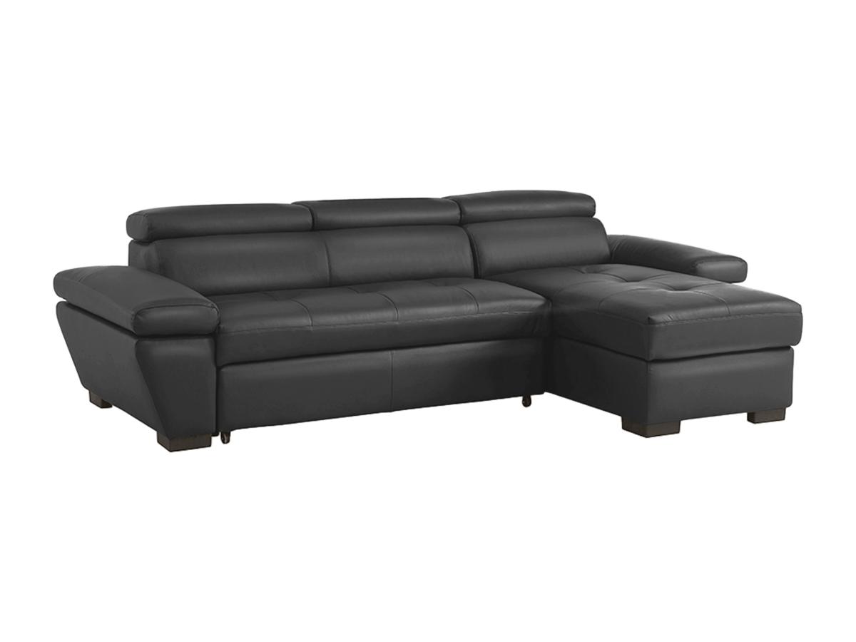 Ecksofa Leder mit Schlaffunktion - Ecke Rechts - Anthrazit - JONOVA günstig online kaufen