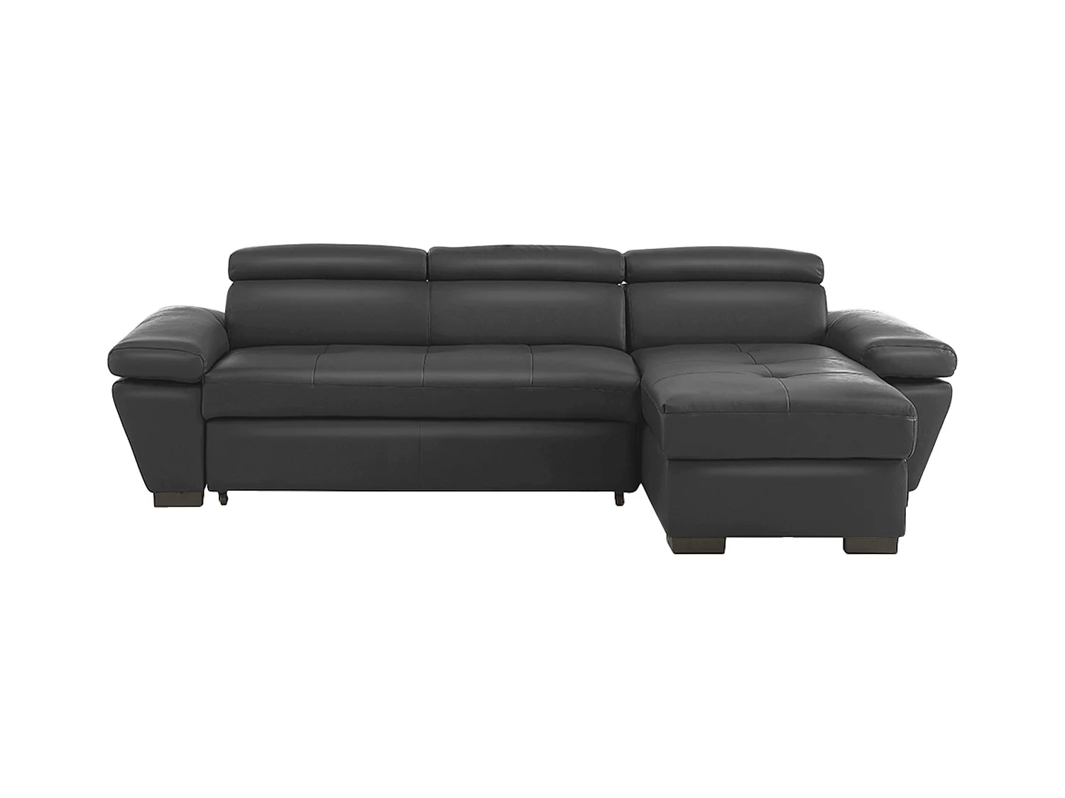 Canapé d'angle droit convertible en cuir gris anthracite JONOVA