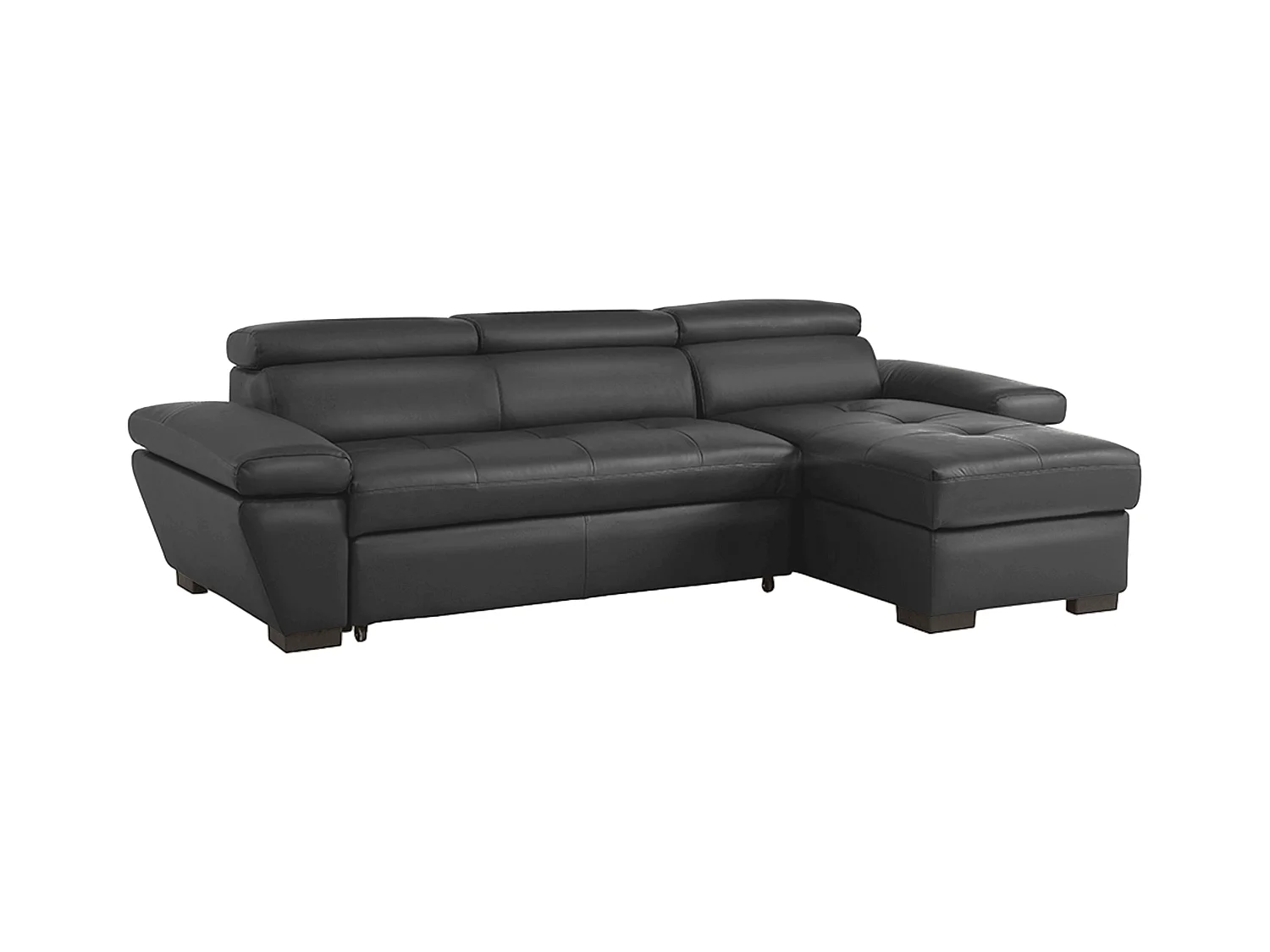 Canapé d'angle droit convertible en cuir gris anthracite JONOVA