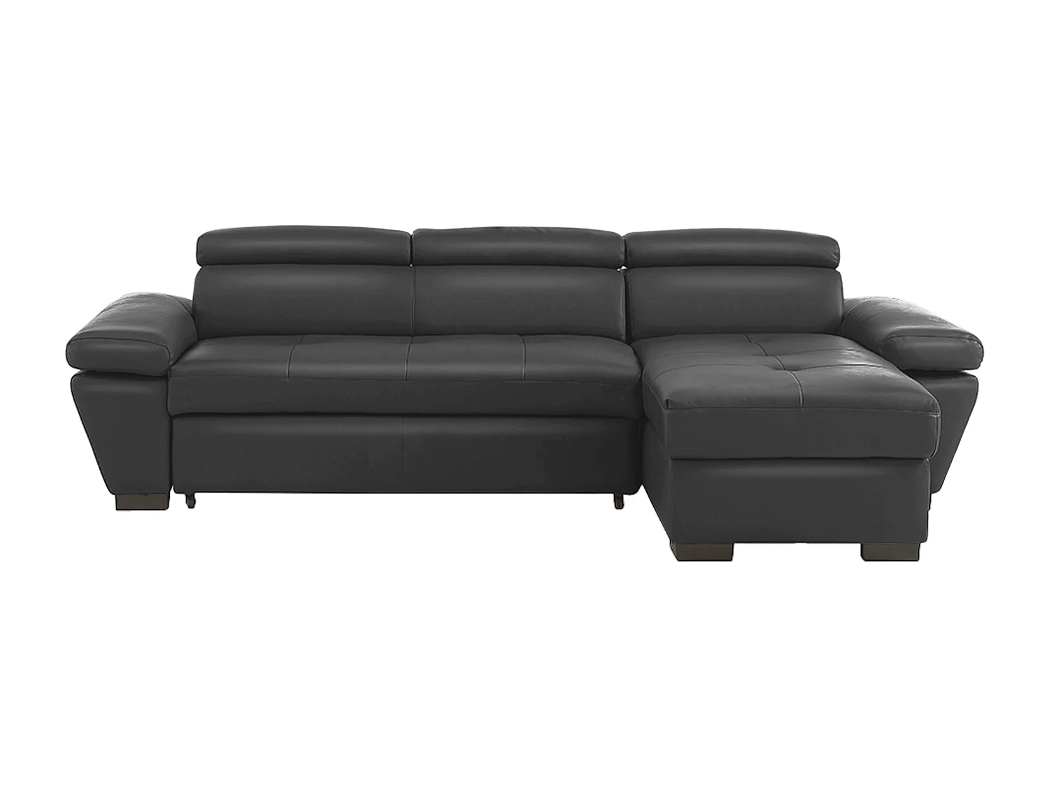 Ecksofa Leder mit Schlaffunktion - Ecke Rechts - Anthrazit - JONOVA