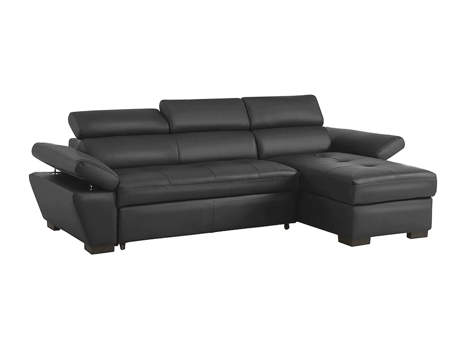 Ecksofa Leder mit Schlaffunktion - Ecke Rechts - Anthrazit - JONOVA