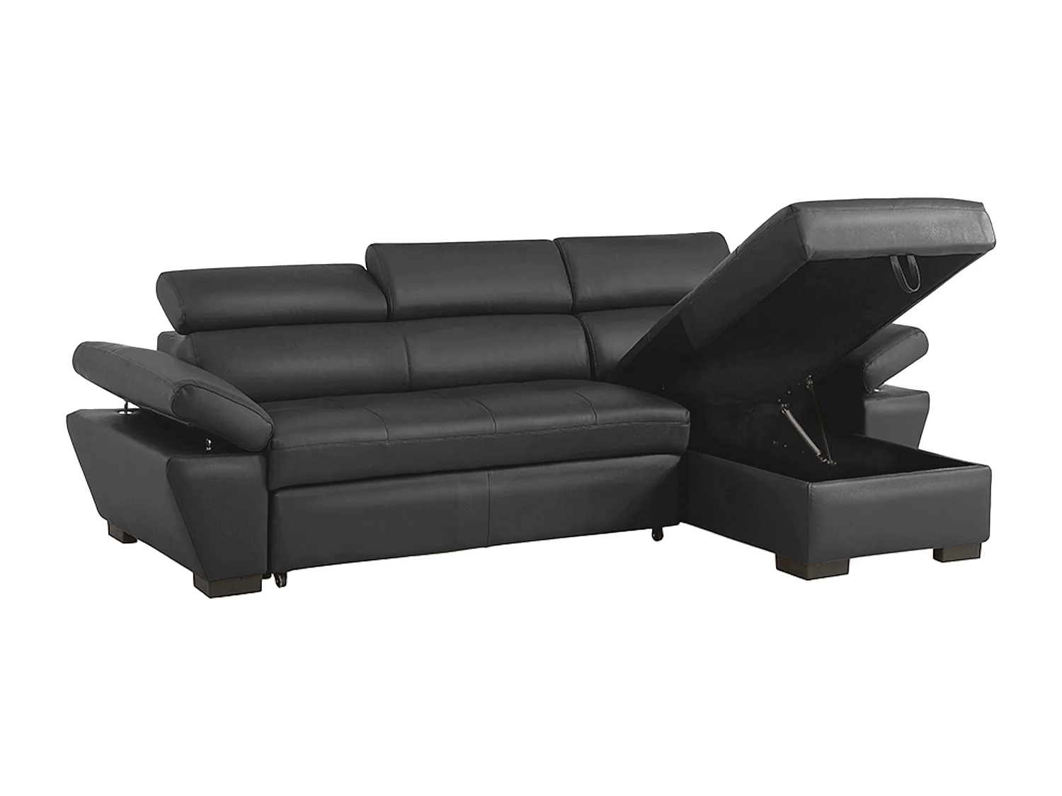 Ecksofa Leder mit Schlaffunktion - Ecke Rechts - Anthrazit - JONOVA