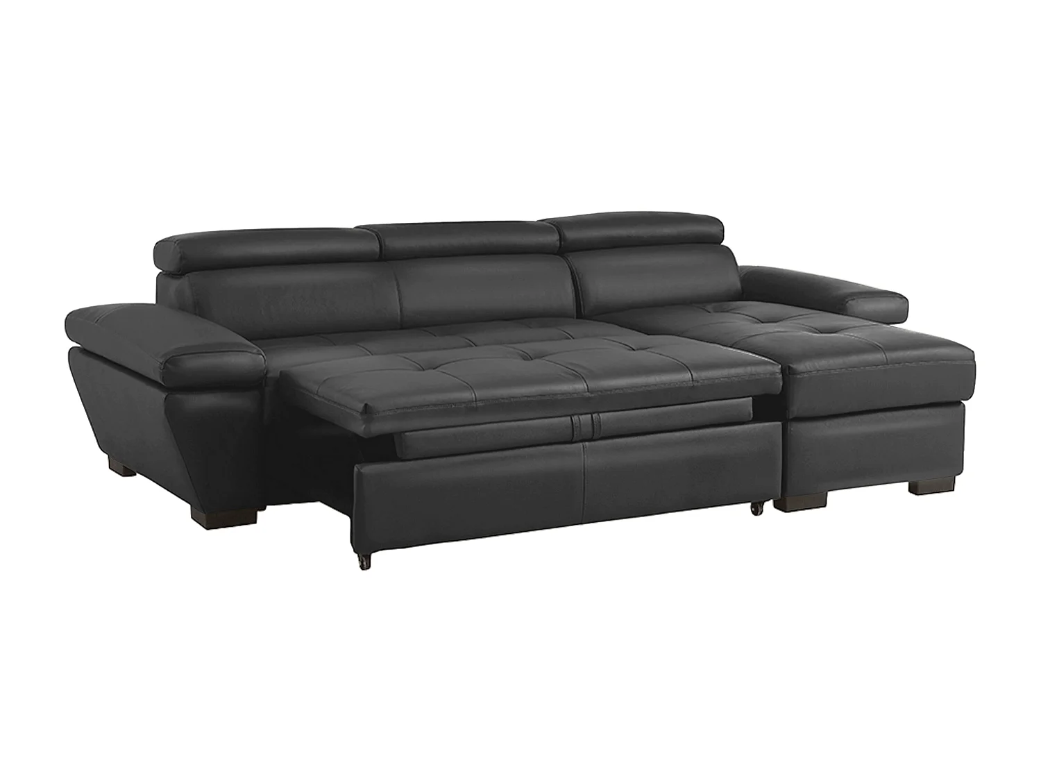Ecksofa Leder mit Schlaffunktion - Ecke Rechts - Anthrazit - JONOVA