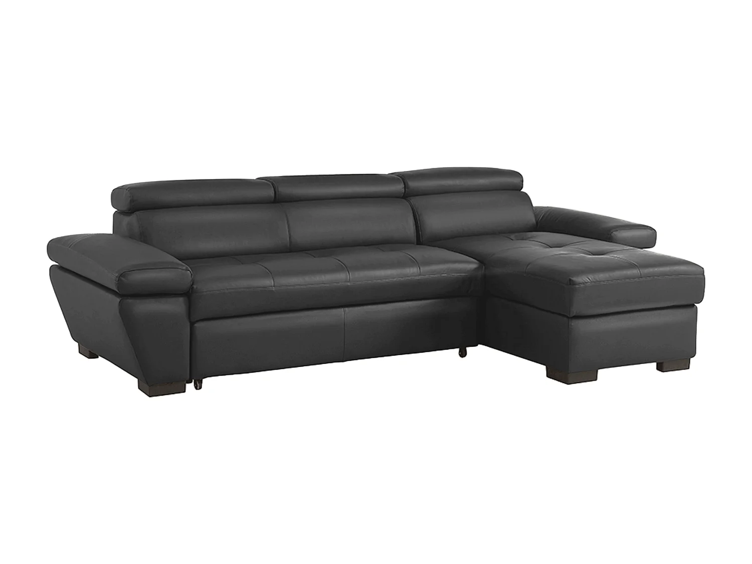 Ecksofa Leder mit Schlaffunktion - Ecke Rechts - Anthrazit - JONOVA